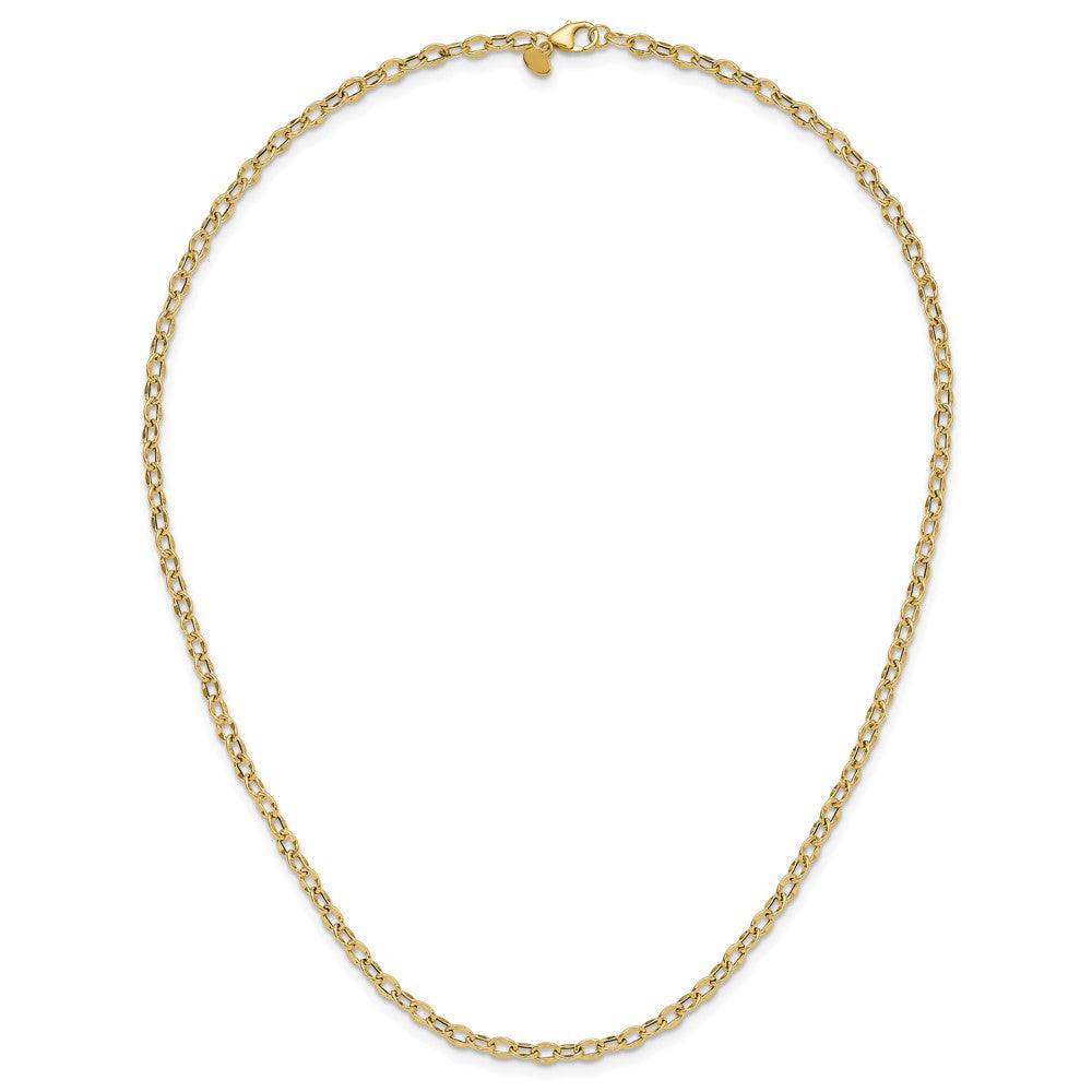 14K Yellow Gold Polished Fancy Flat Cable Link Necklace