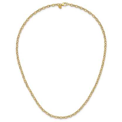 14K Yellow Gold Polished Fancy Flat Cable Link Necklace