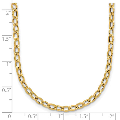 14K Yellow Gold Polished Fancy Flat Cable Link Necklace