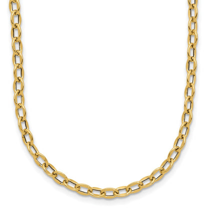 14K Yellow Gold Polished Fancy Flat Cable Link Necklace