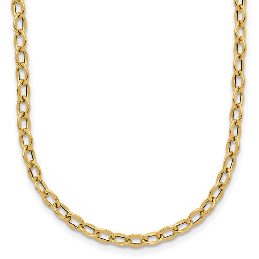 14K Yellow Gold Polished Fancy Flat Cable Link Necklace