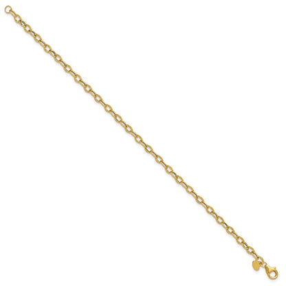 14K Yellow Gold Polished Fancy Flat Cable Link Bracelet