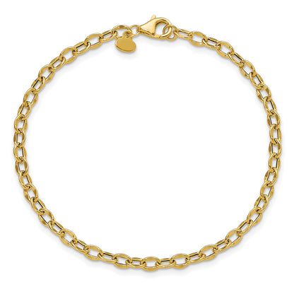 14K Yellow Gold Polished Fancy Flat Cable Link Bracelet