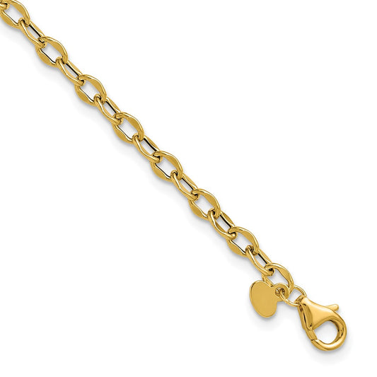 14K Yellow Gold Polished Fancy Flat Cable Link Bracelet