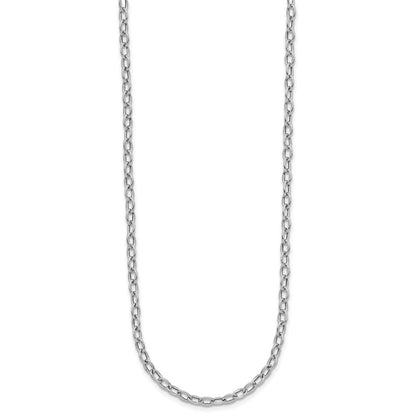 14K White Gold Polished Fancy Flat Cable Link Necklace