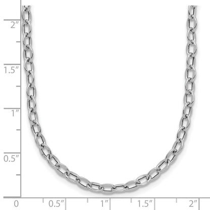 14K White Gold Polished Fancy Flat Cable Link Necklace