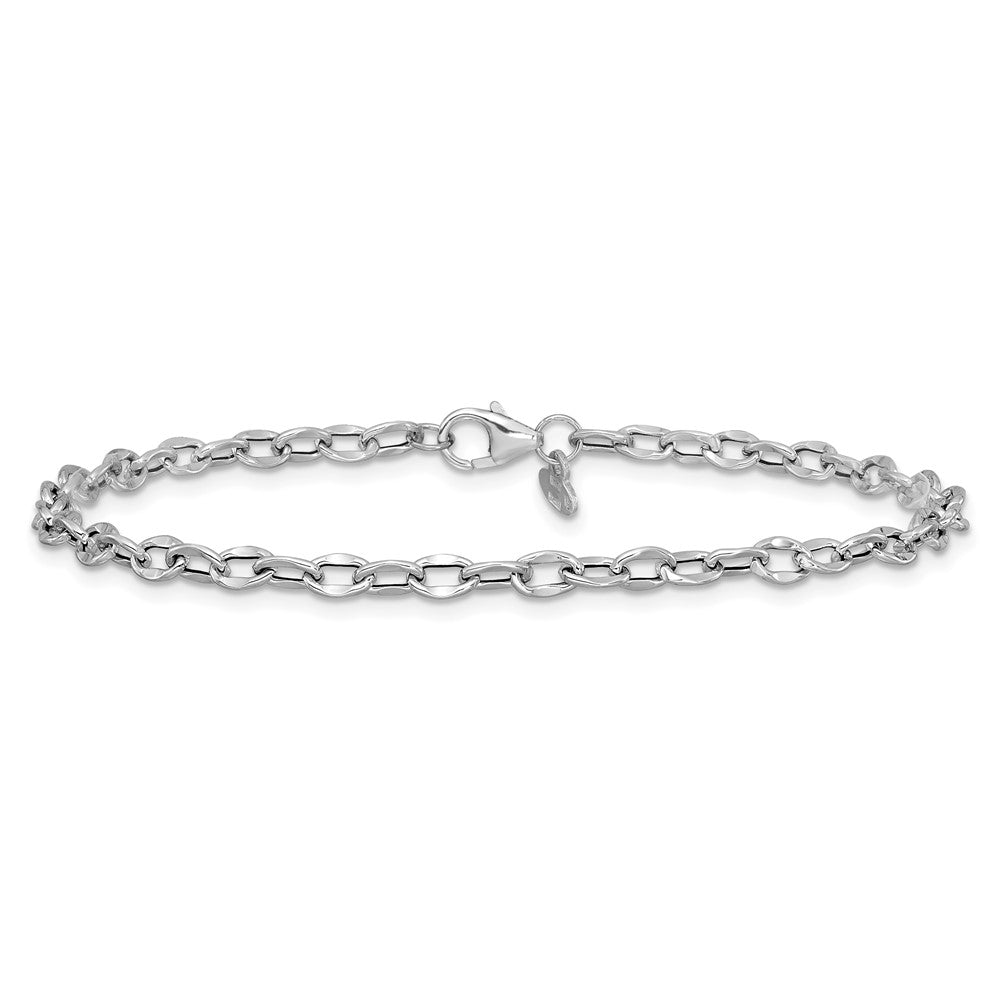 14K White Gold Polished Fancy Flat Cable Link Bracelet