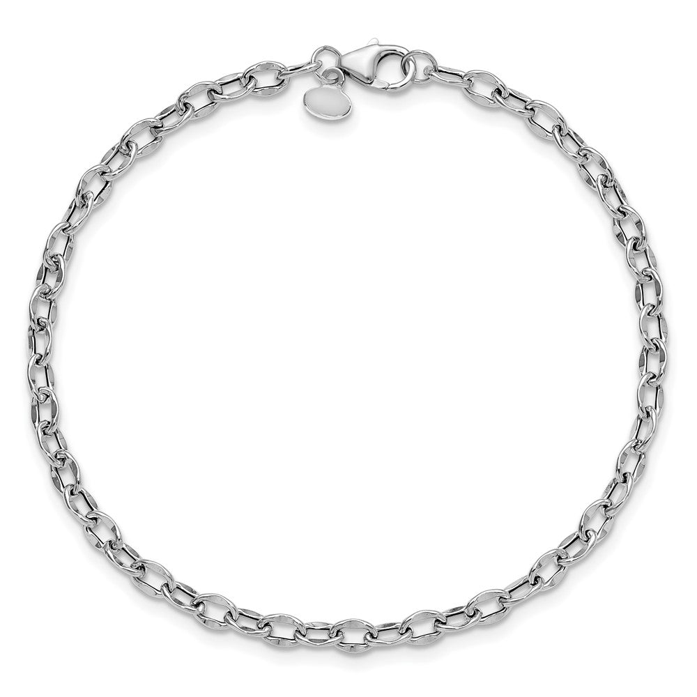 14K White Gold Polished Fancy Flat Cable Link Bracelet