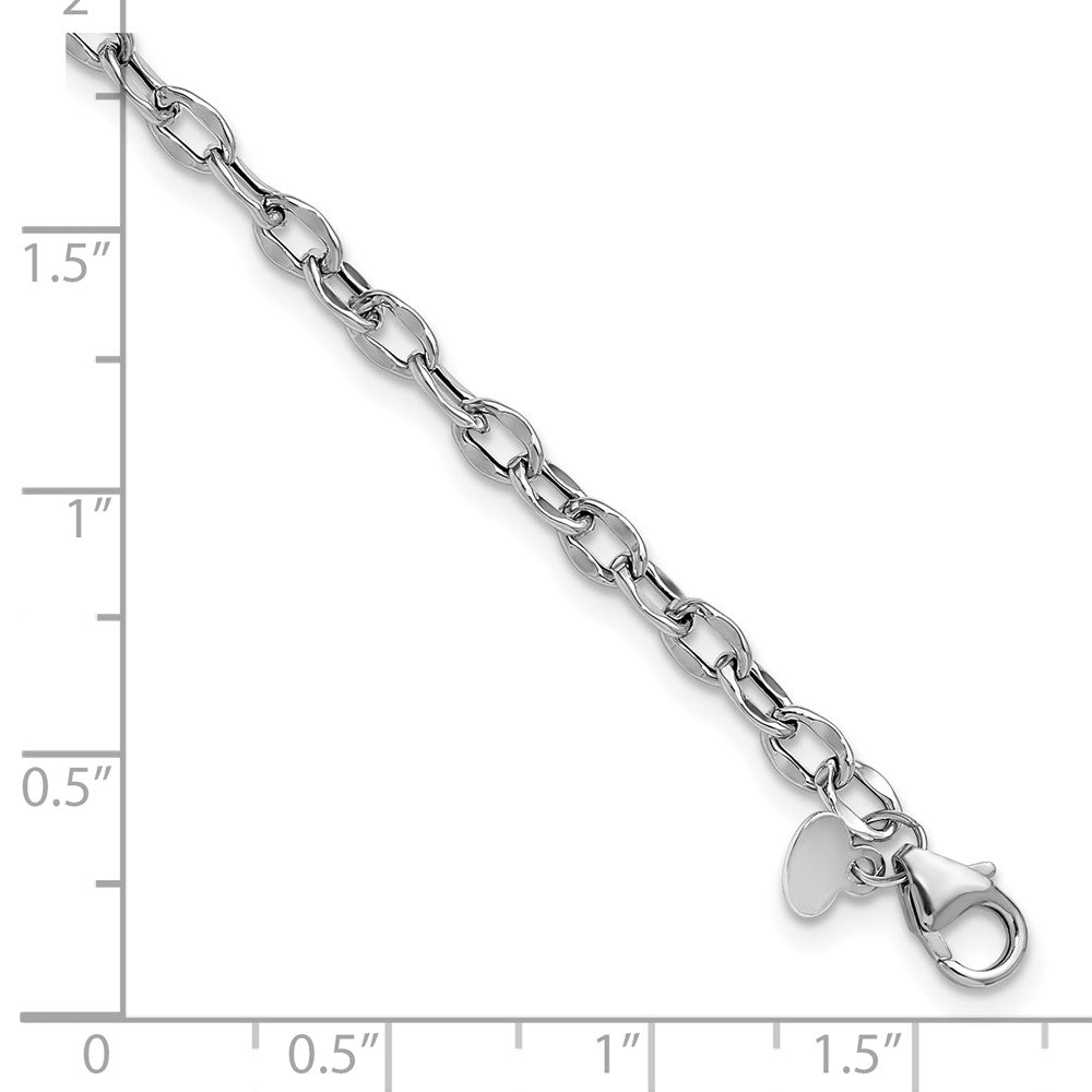 14K White Gold Polished Fancy Flat Cable Link Bracelet