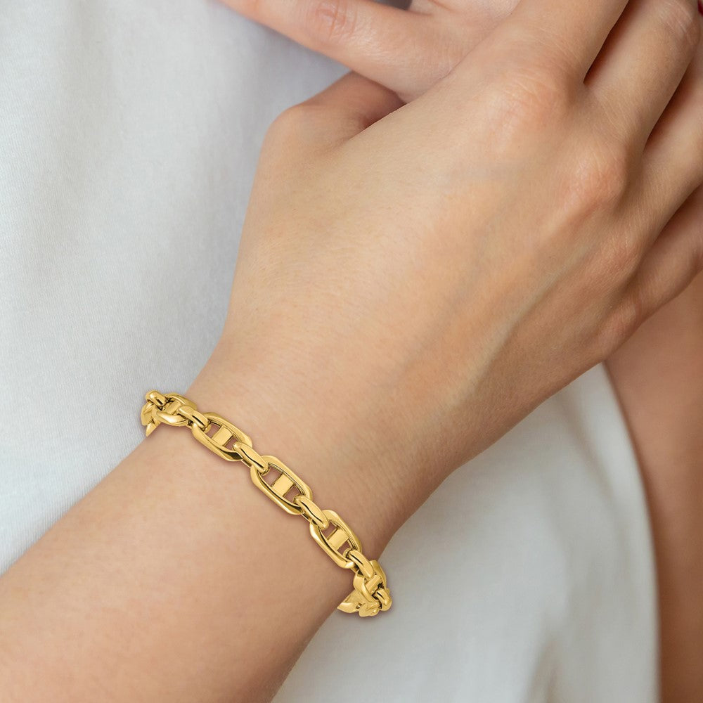 14K Yellow Gold Polished Fancy Mariner Link Bracelet