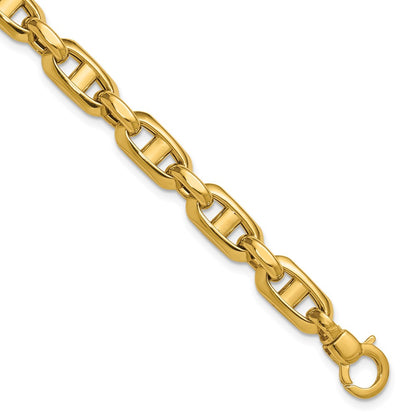 14K Yellow Gold Polished Fancy Mariner Link Bracelet