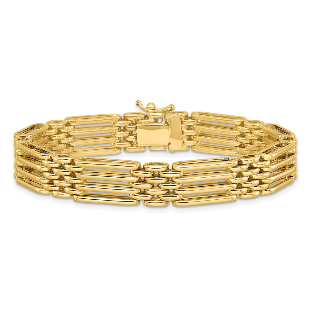 14K Yellow Gold Polished Fancy 10.0mm Link Bracelet