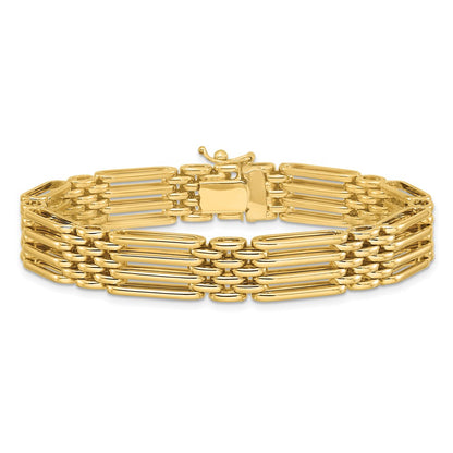 14K Yellow Gold Polished Fancy 10.0mm Link Bracelet