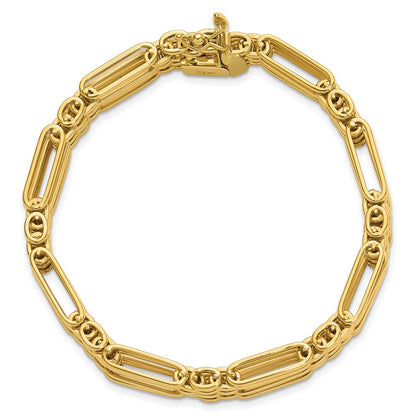 14K Yellow Gold Polished Fancy 10.0mm Link Bracelet