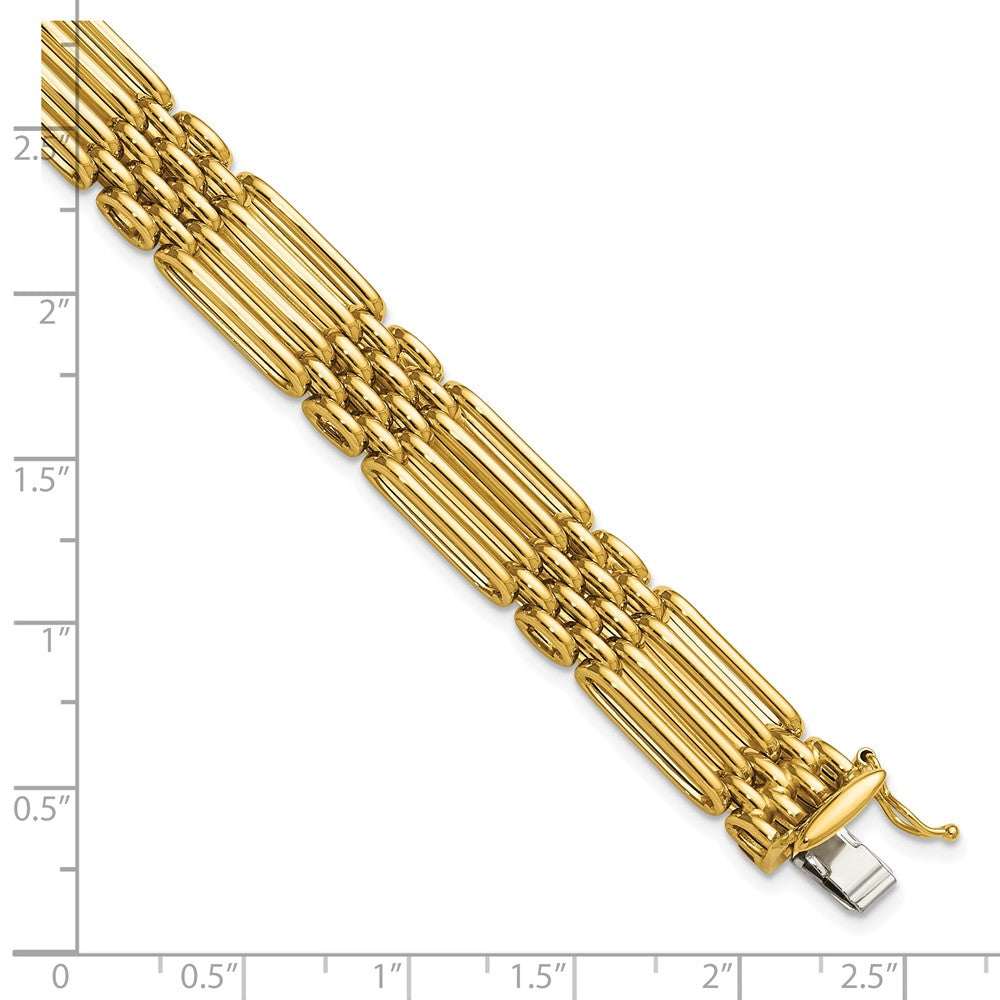 14K Yellow Gold Polished Fancy 10.0mm Link Bracelet