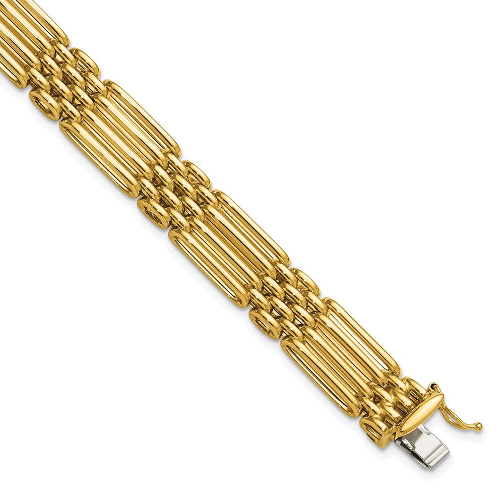 14K Yellow Gold Polished Fancy 10.0mm Link Bracelet