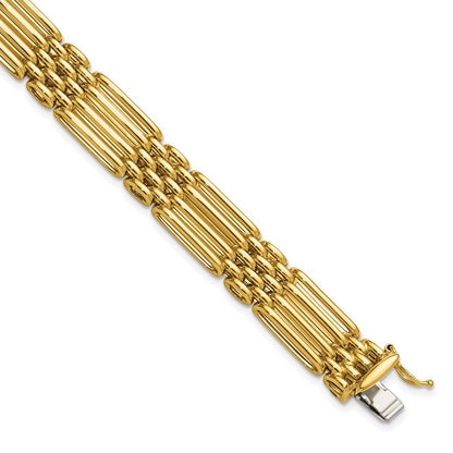14K Yellow Gold Polished Fancy 10.0mm Link Bracelet