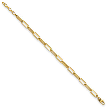14K Yellow Gold Polished Fancy Link With 1In Ext Bracelet