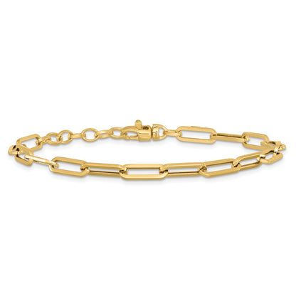 14K Yellow Gold Polished Fancy Link With 1In Ext Bracelet