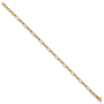 14K Yellow Gold Polished Fancy Link With 1In Ext Bracelet