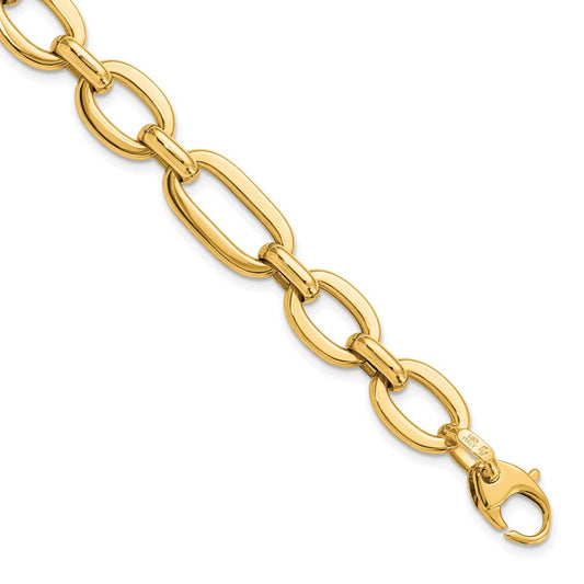 14K Yellow Gold Polished 7In Fancy Link Bracelet