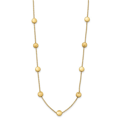 14K Yellow Gold Polished And Satin Beaded Necklace