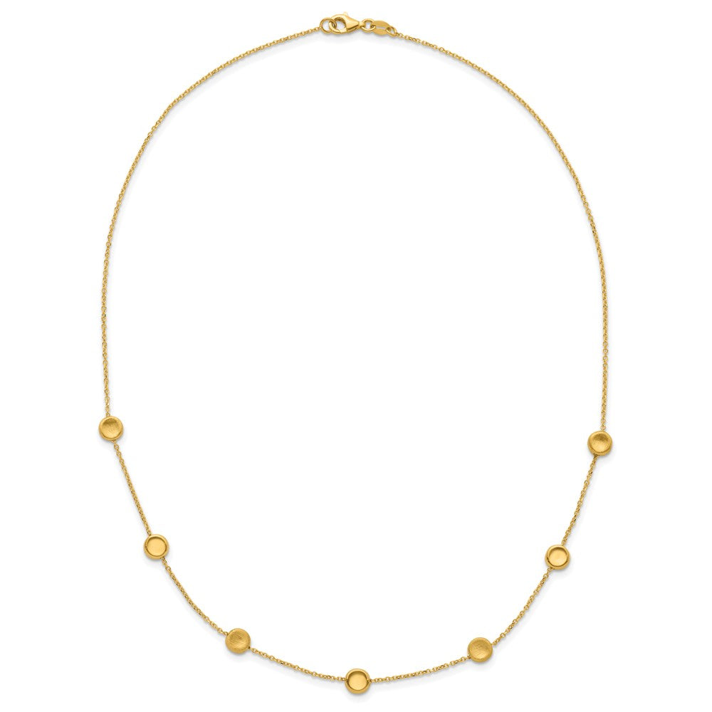 14K Yellow Gold Polished And Satin Beaded Necklace