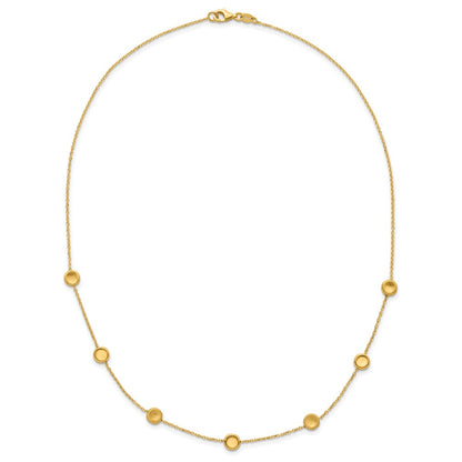 14K Yellow Gold Polished And Satin Beaded Necklace