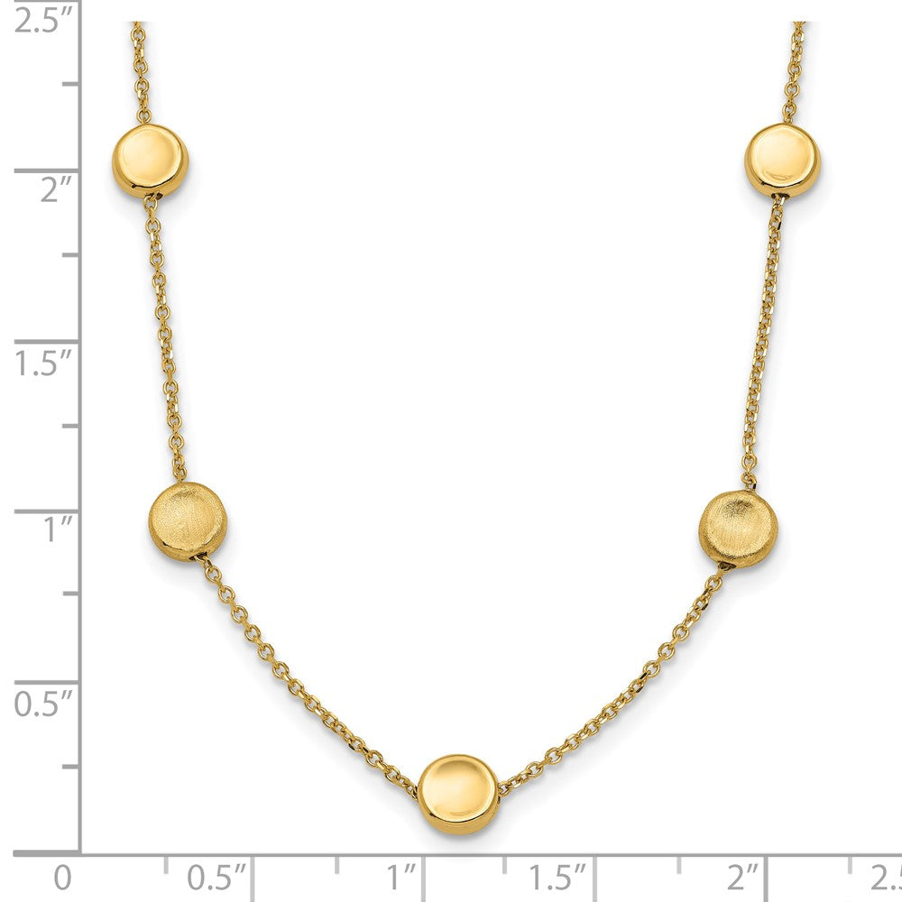14K Yellow Gold Polished And Satin Beaded Necklace