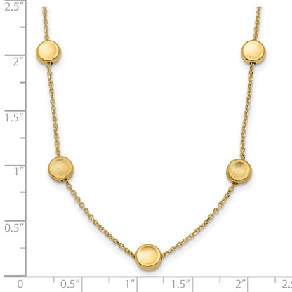 14K Yellow Gold Polished And Satin Beaded Necklace