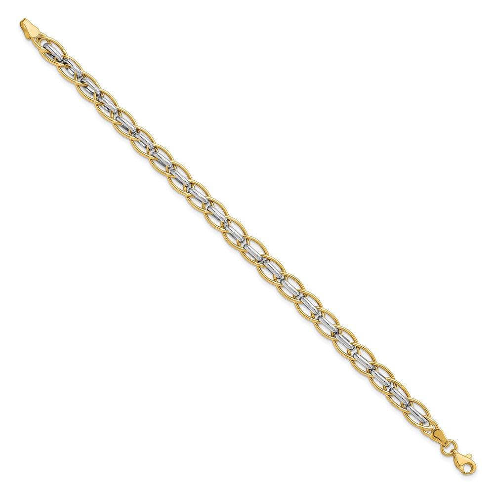 7.25 Inch 14K Two-Tone Polished Fancy Link Bracelet