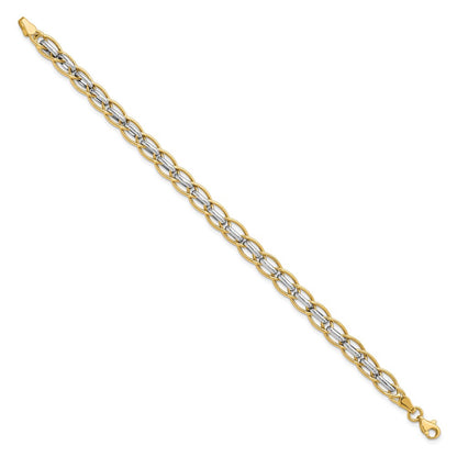 7.25 Inch 14K Two-Tone Polished Fancy Link Bracelet