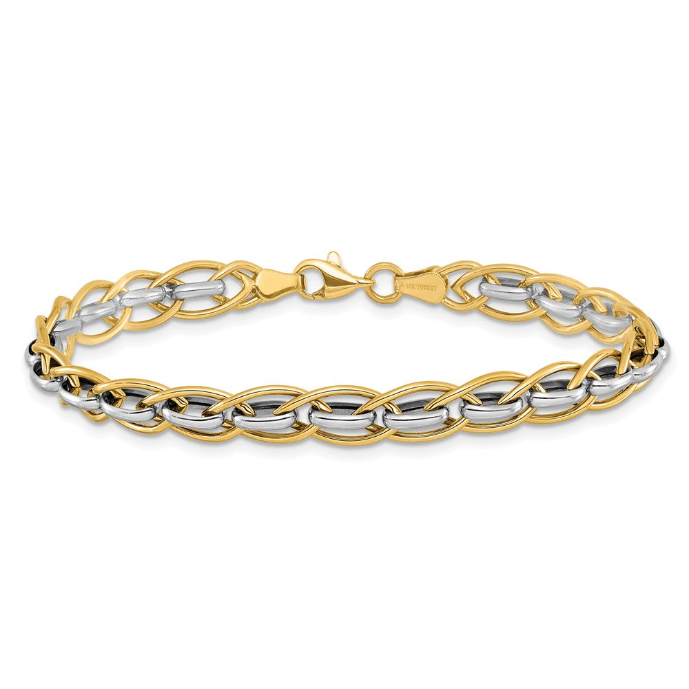 7.25 Inch 14K Two-Tone Polished Fancy Link Bracelet