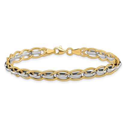 7.25 Inch 14K Two-Tone Polished Fancy Link Bracelet