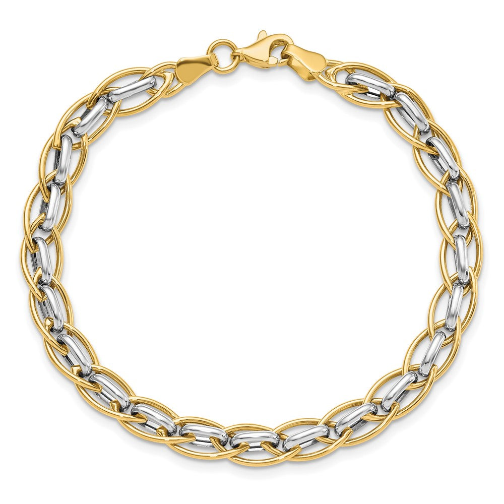 7.25 Inch 14K Two-Tone Polished Fancy Link Bracelet