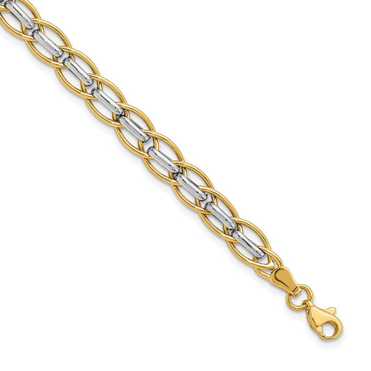 7.25 Inch 14K Two-Tone Polished Fancy Link Bracelet