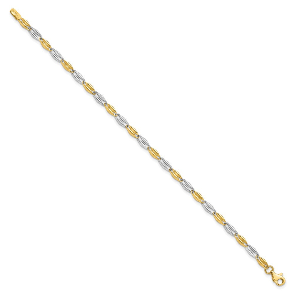 7.25 Inch 14K Two-Tone Polished Fancy Link Bracelet