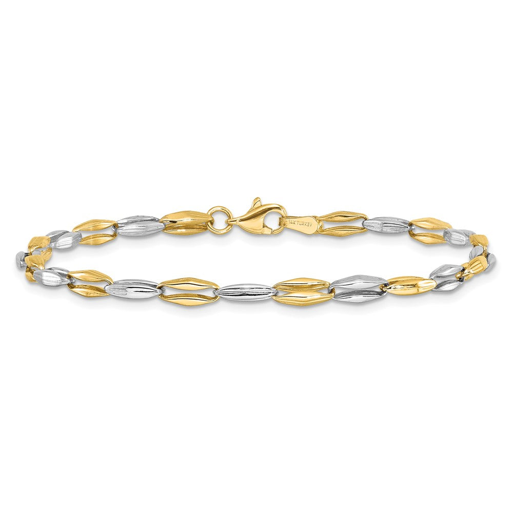 7.25 Inch 14K Two-Tone Polished Fancy Link Bracelet