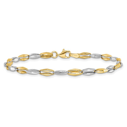 7.25 Inch 14K Two-Tone Polished Fancy Link Bracelet