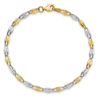 7.25 Inch 14K Two-Tone Polished Fancy Link Bracelet
