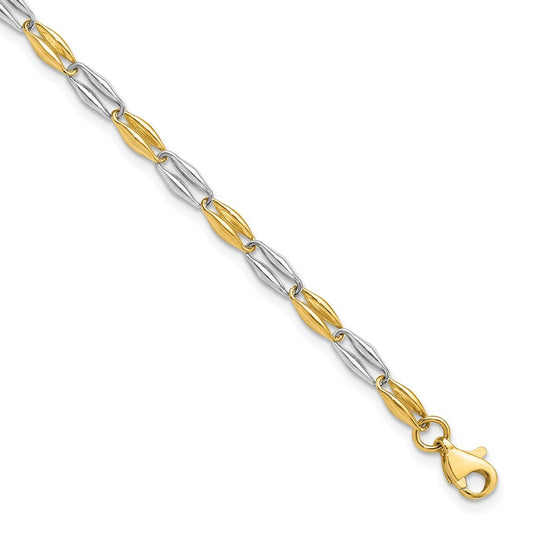 7.25 Inch 14K Two-Tone Polished Fancy Link Bracelet