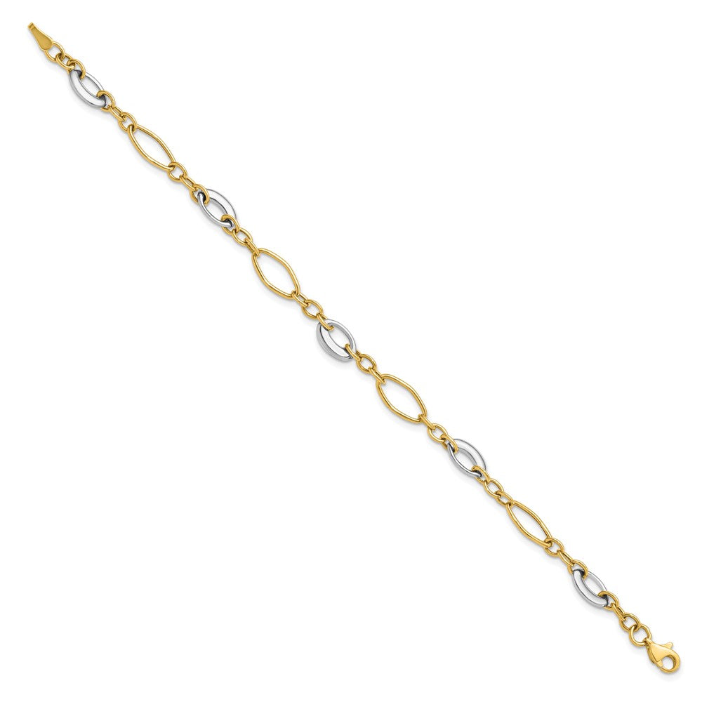 7.25 Inch 14K Two-Tone Polished Fancy Link Bracelet