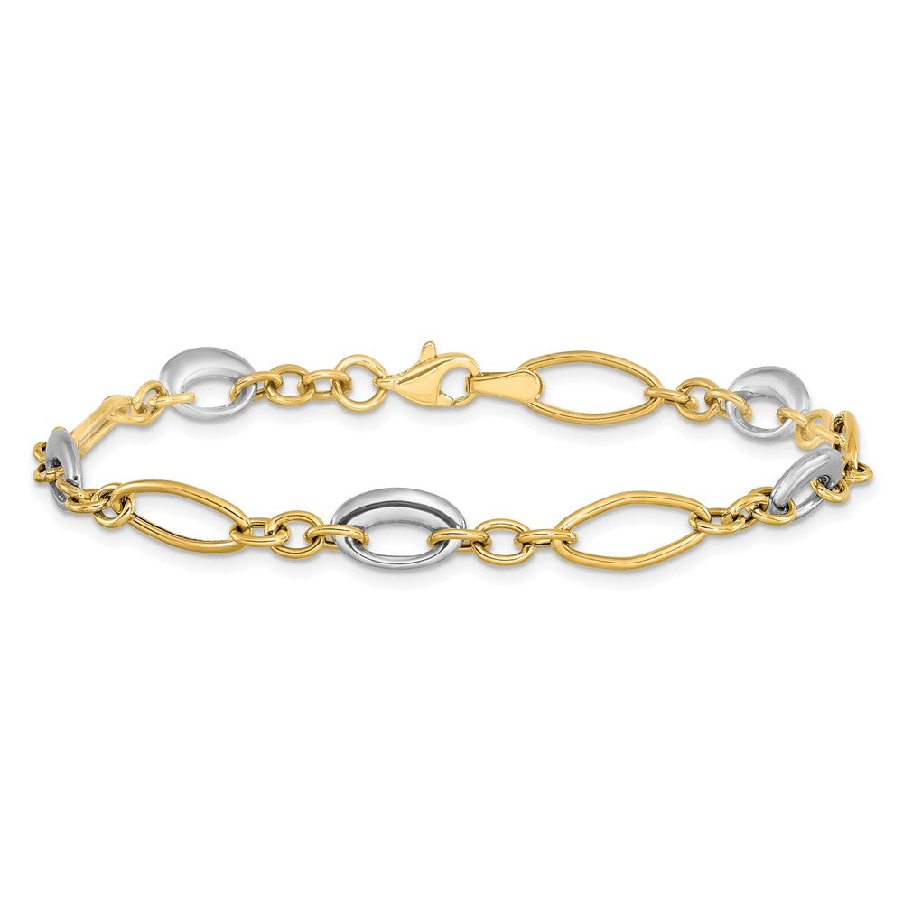 7.25 Inch 14K Two-Tone Polished Fancy Link Bracelet