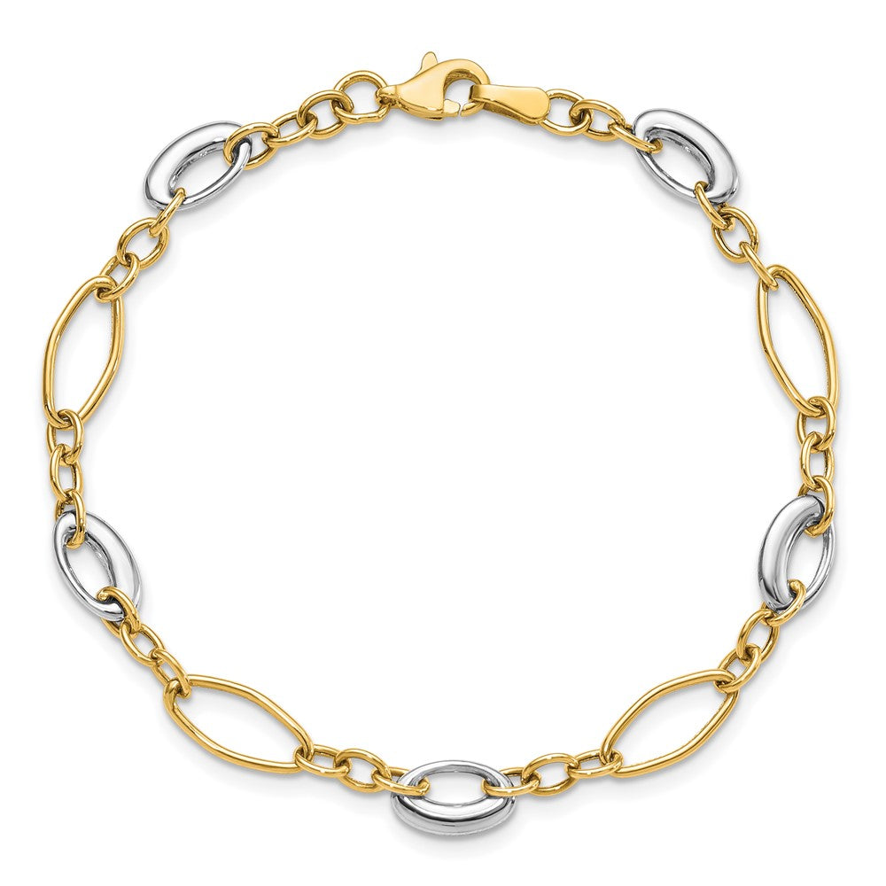 7.25 Inch 14K Two-Tone Polished Fancy Link Bracelet