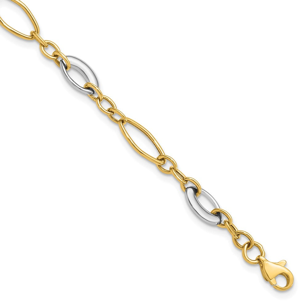 7.25 Inch 14K Two-Tone Polished Fancy Link Bracelet