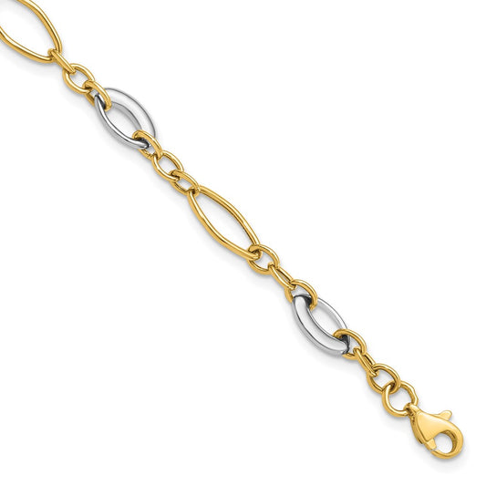 7.25 Inch 14K Two-Tone Polished Fancy Link Bracelet