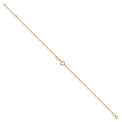 14K Yellow Gold Polished Key W/1In Ext. Anklet