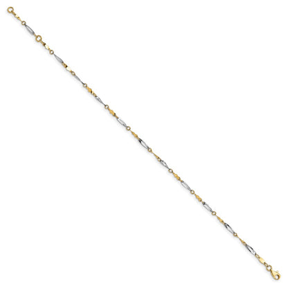 14K Two-Tone Polished Fancy Link Anklet