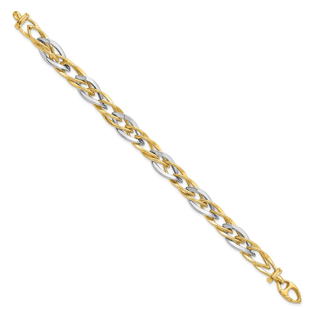 7.5 Inch 14K Two-Tone Polished Fancy Link Bracelet