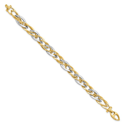 7.5 Inch 14K Two-Tone Polished Fancy Link Bracelet